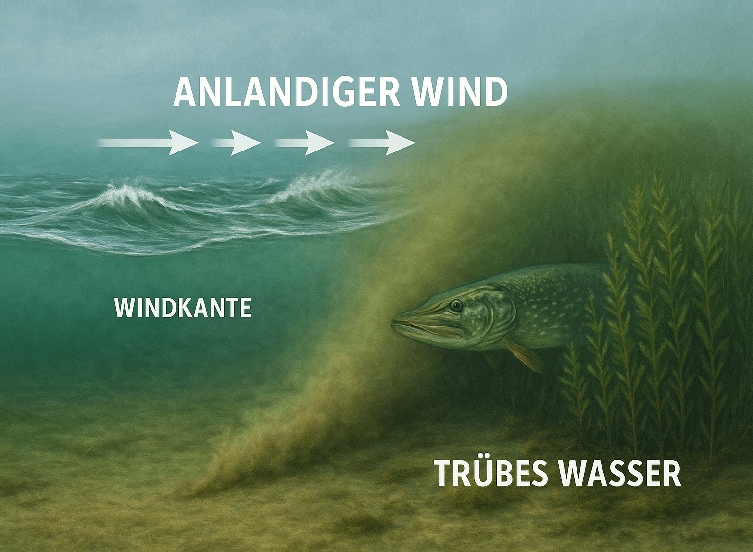 Anlandiger Wind: Windkante & trübes Wasser – Carp2Pike
